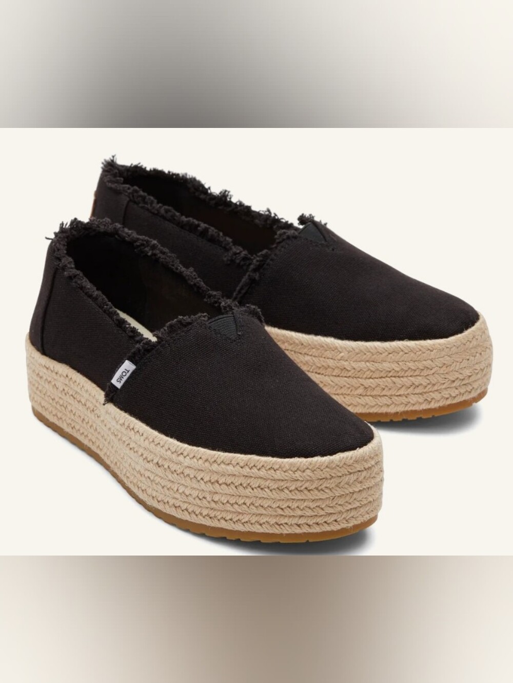 Toms Valencia Canvas Platform Slip-On Espadrilles Size 5 NWT MSRP $85